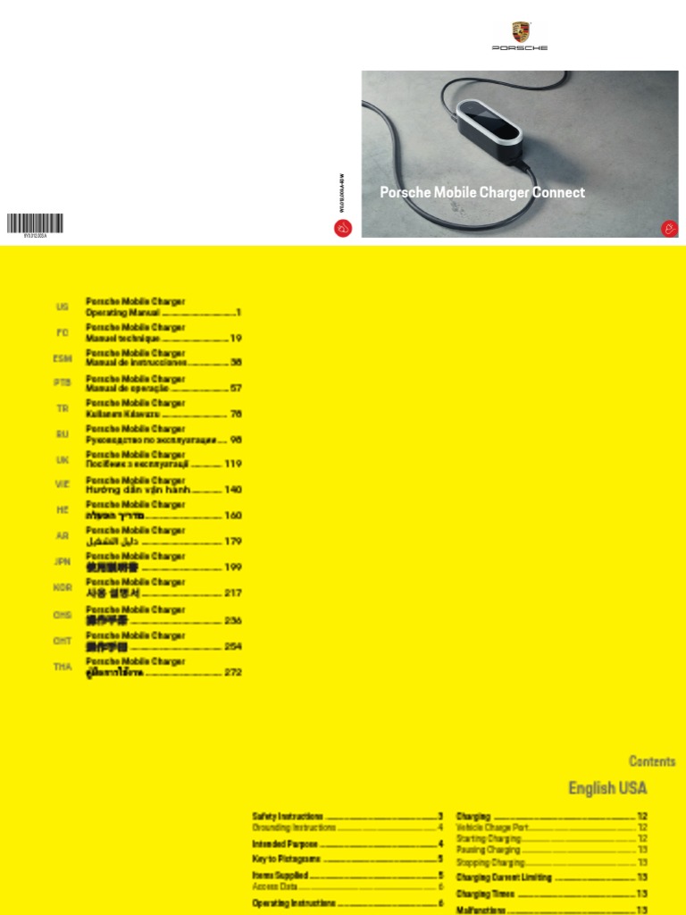 Porsche Mobile Charger Connect Operating Manual PDF Ac Power Plugs And Sockets Battery