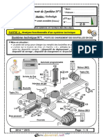 Devoir de Synthèse N°1 - Technologie - 2ème Sciences (2014-2015) MR Abdallah Raouafi