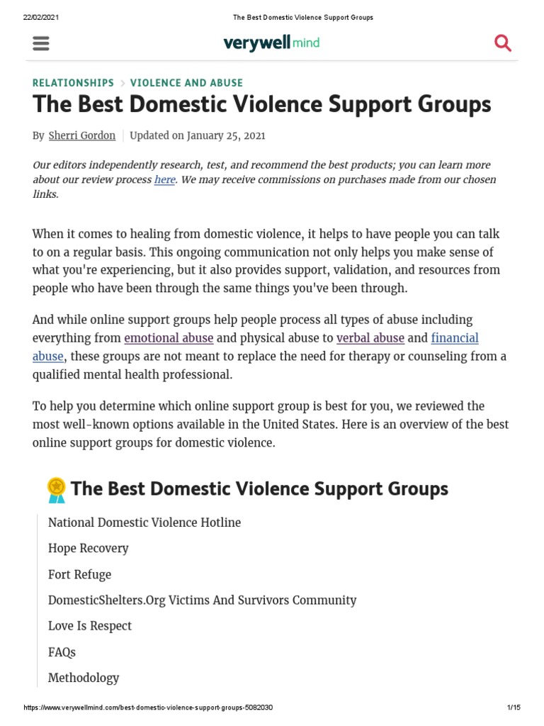 The Best Domestic Violence Support Groups PDF Domestic Violence