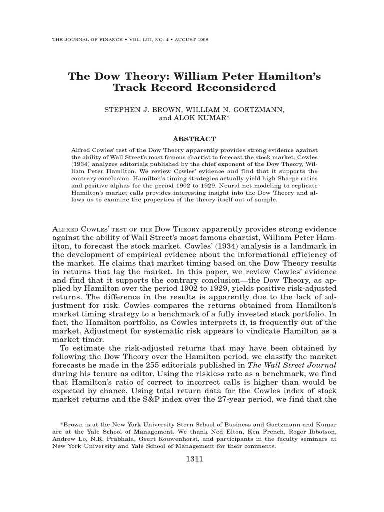 The Dow Theory by Robert Rhea | PDF | Resampling (Statistics) | Sharpe ...