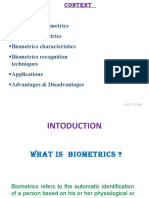 Definiton of Biometrics Terms of Biometrics Biometrics Characteristics Biometrics Recognition Techniques Applications Advantages & Disadvantages