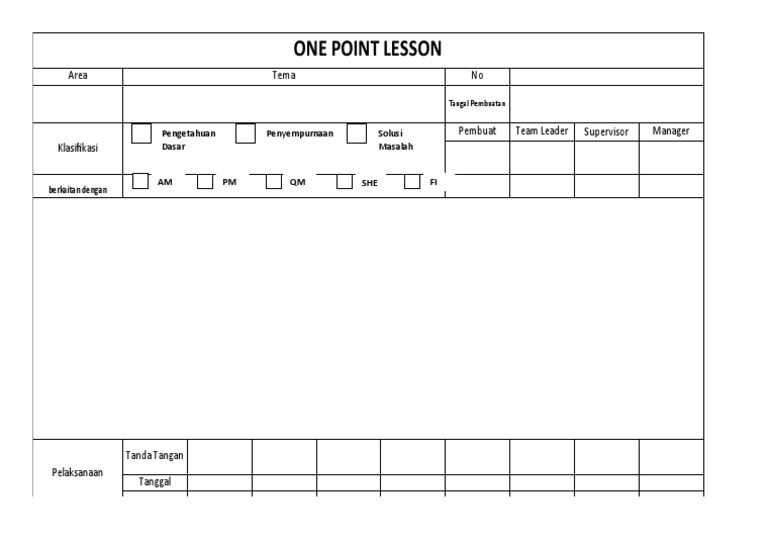 Format dan Contoh One Point Lesson | PDF