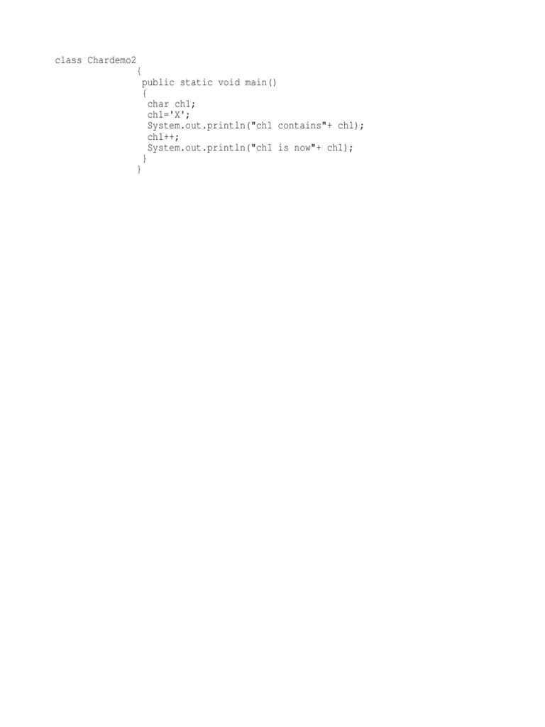 Java Char Variable Example | PDF