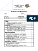 Procedure of Anthropometric: College of Health Sciences