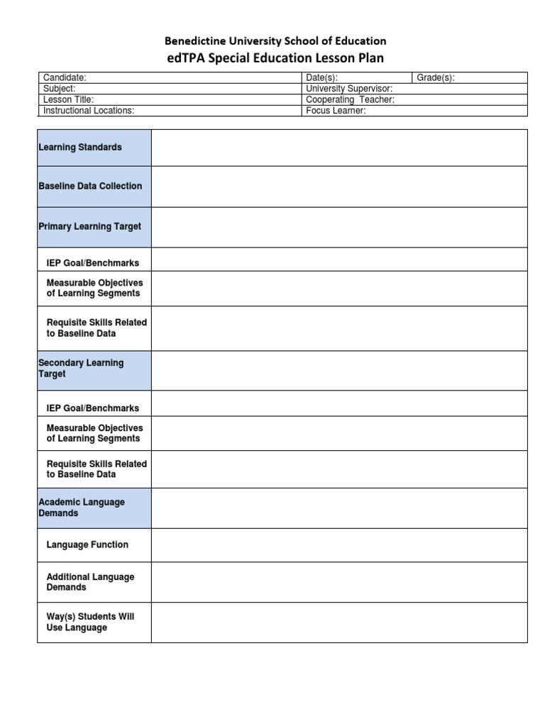 Special Education Lesson Plan Template | PDF | Educational Assessment ...