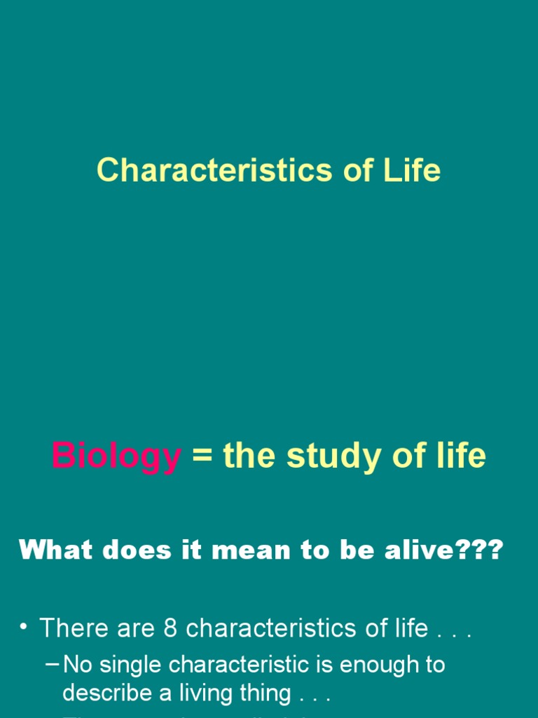 Characteristics of Life PDF Life Organisms