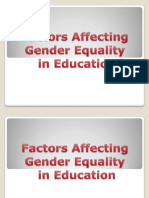 Factors Affecting Gender Equality in Education