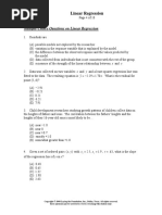 Multiple Choice Questions On Linear Regression