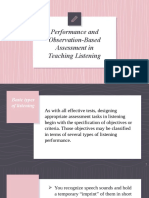 Performance and Observation-Based Assessment in Teaching Listening