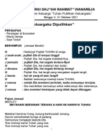 Liturgi Minggu, 31 Okt 2021