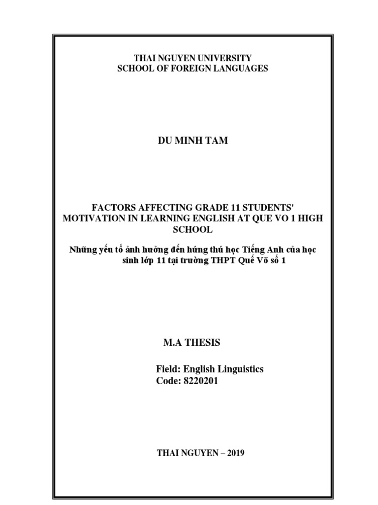 Factors Affecting Grade 11 Students Motivation in Learning English at ...