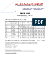 ZMM - Bulgaria Holding LTD: Price List