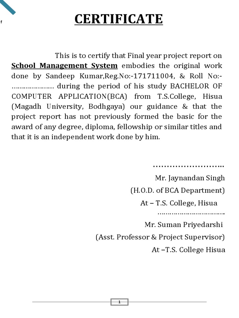 School Management System Project Report | PDF | Databases | Microsoft ...