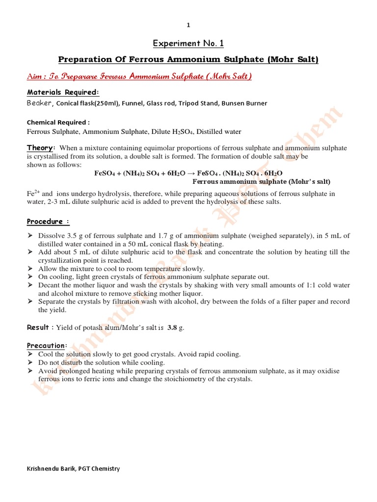 Chemistry Practical XII | PDF | Titration | Chemistry