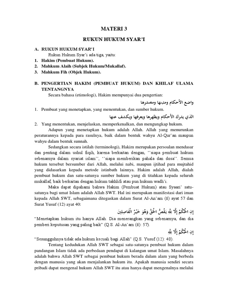 Materi 3 Tentang Rukun Hukum Syari Pdf