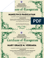 in grateful recognition of her invaluable service rendered as RESOURCE SPEAKER on the topic, Session 1 THE NATURE OF READING during the DISTRICT V ONLINETRAINING ON LITERACYINSTRUCTION held on July 19-23, 2021 at Con