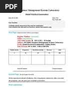 19CS3002-Database Management Systems Laboratory: Model Practical Examination