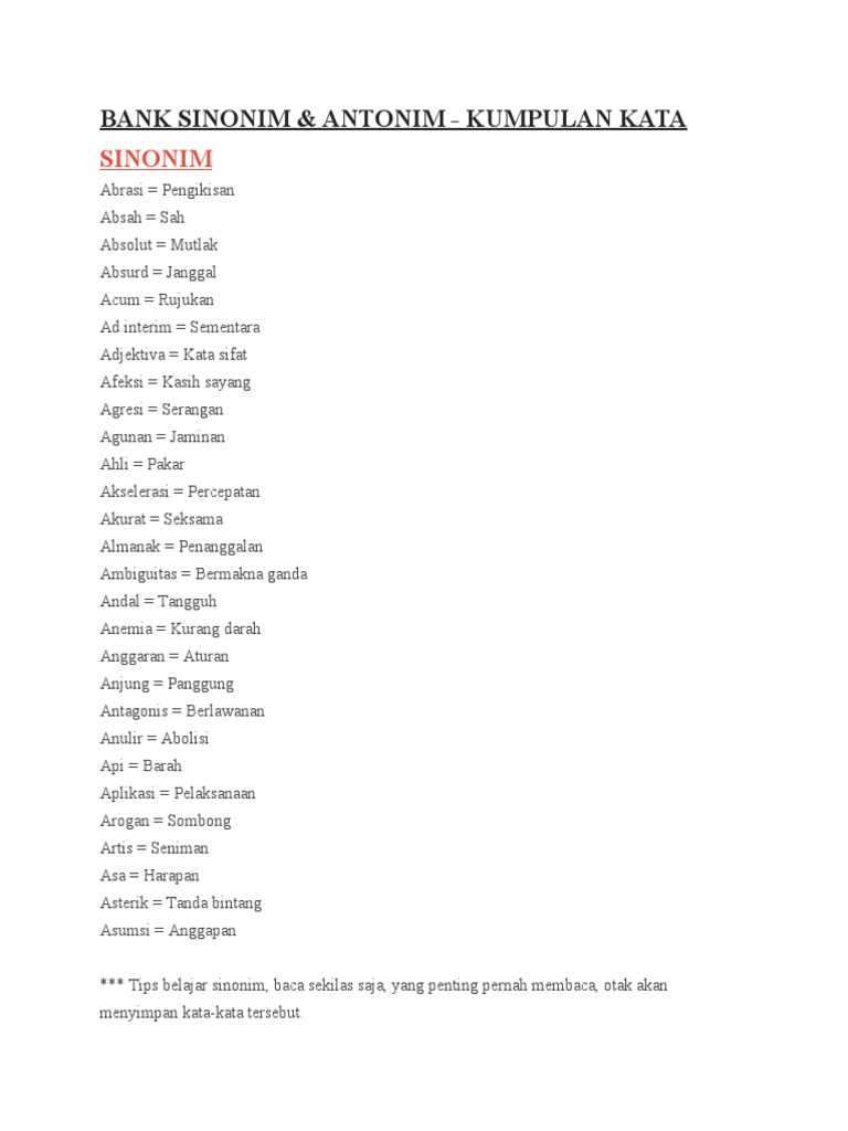 Sinonim dan antonim pdf