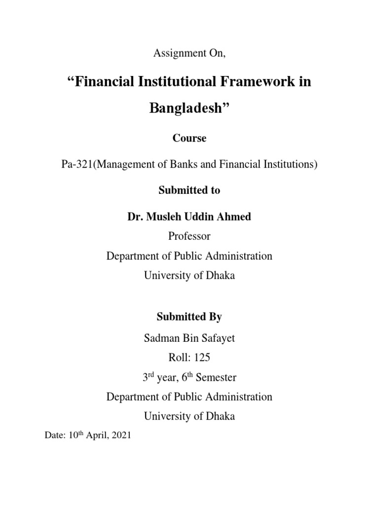 Financial Institutional Framework in Bangladesh | PDF | Monetary Policy ...