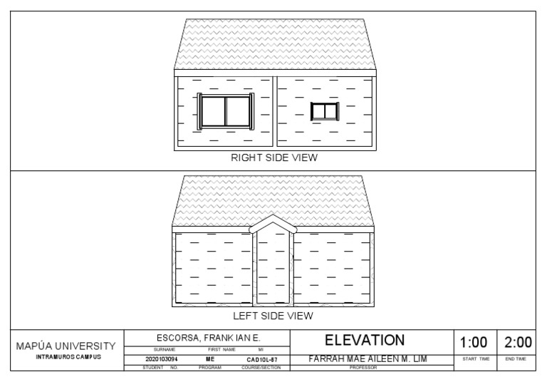 Elevation 1:00 2:00: Right Side View | PDF