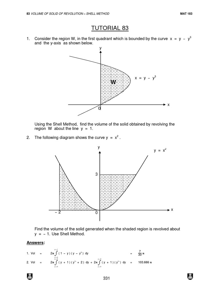 Volume of Solids Using Shell Method | PDF