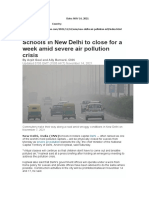 Schools in New Delhi To Close For A Week Amid Severe Air Pollution Crisis