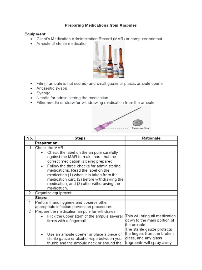 14A Preparing Medications From Ampules PDF Injection (Medicine