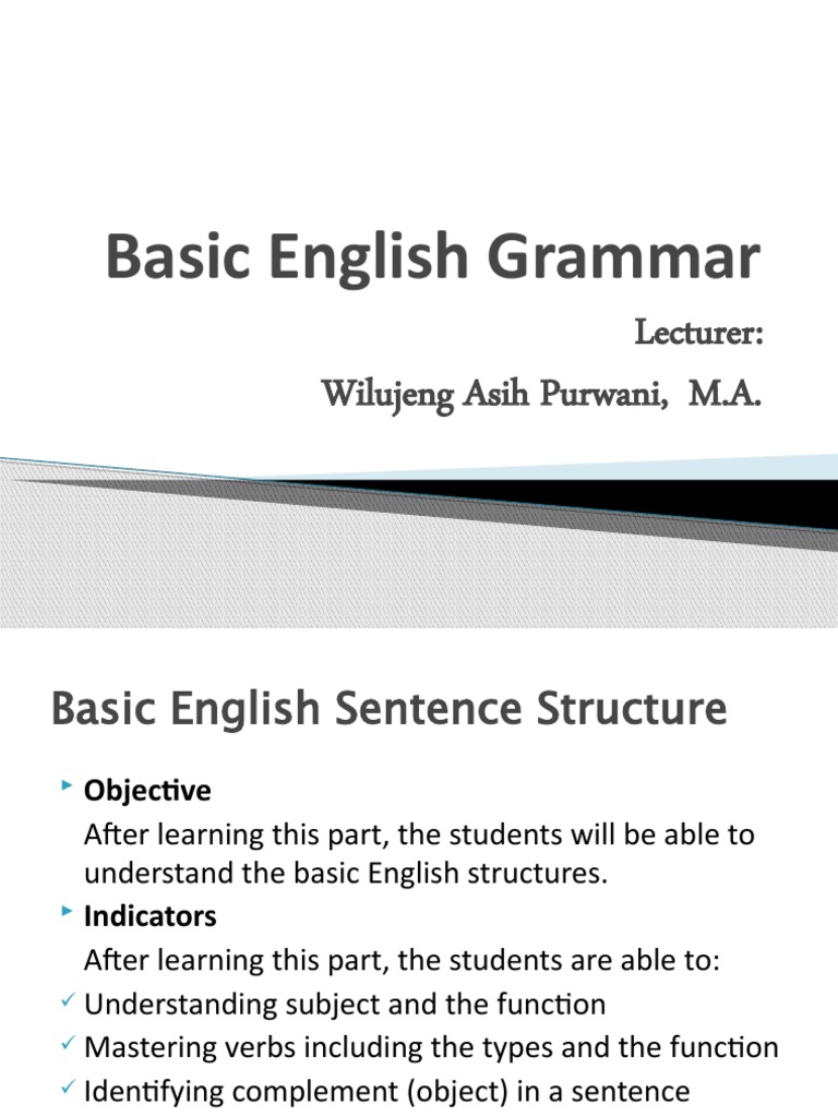 Understanding Basic English Structure | PDF | Subject (Grammar) | Verb