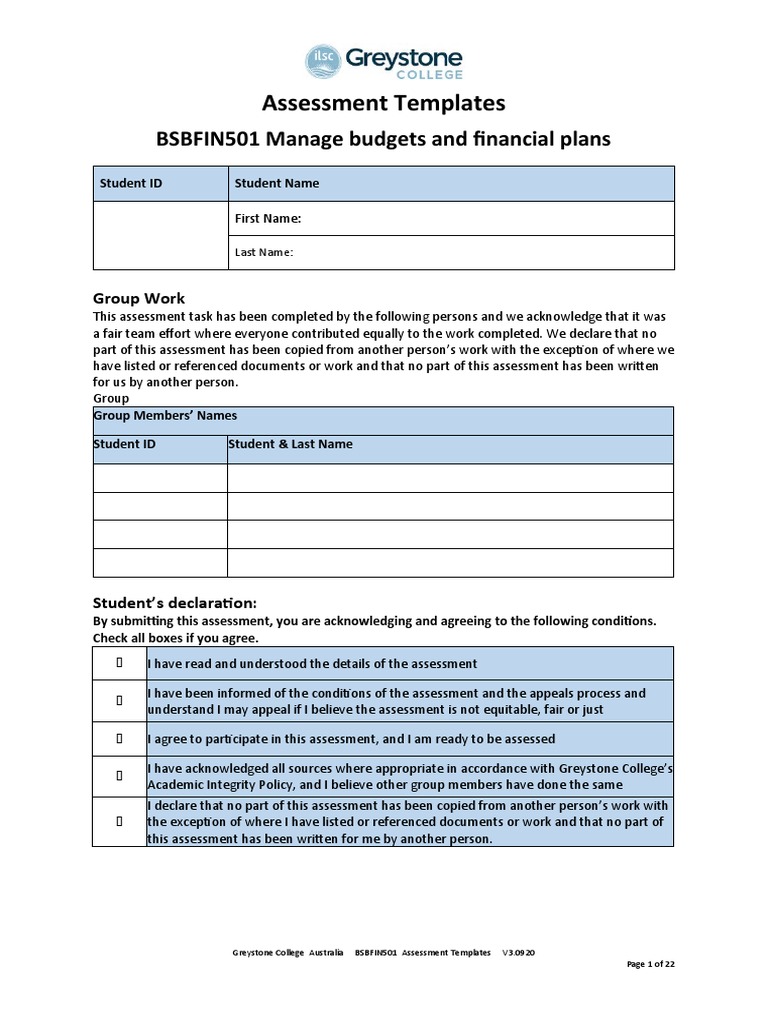 BSBFIN501 Assessment Templates Guide | PDF | Value Added Tax | Debits ...