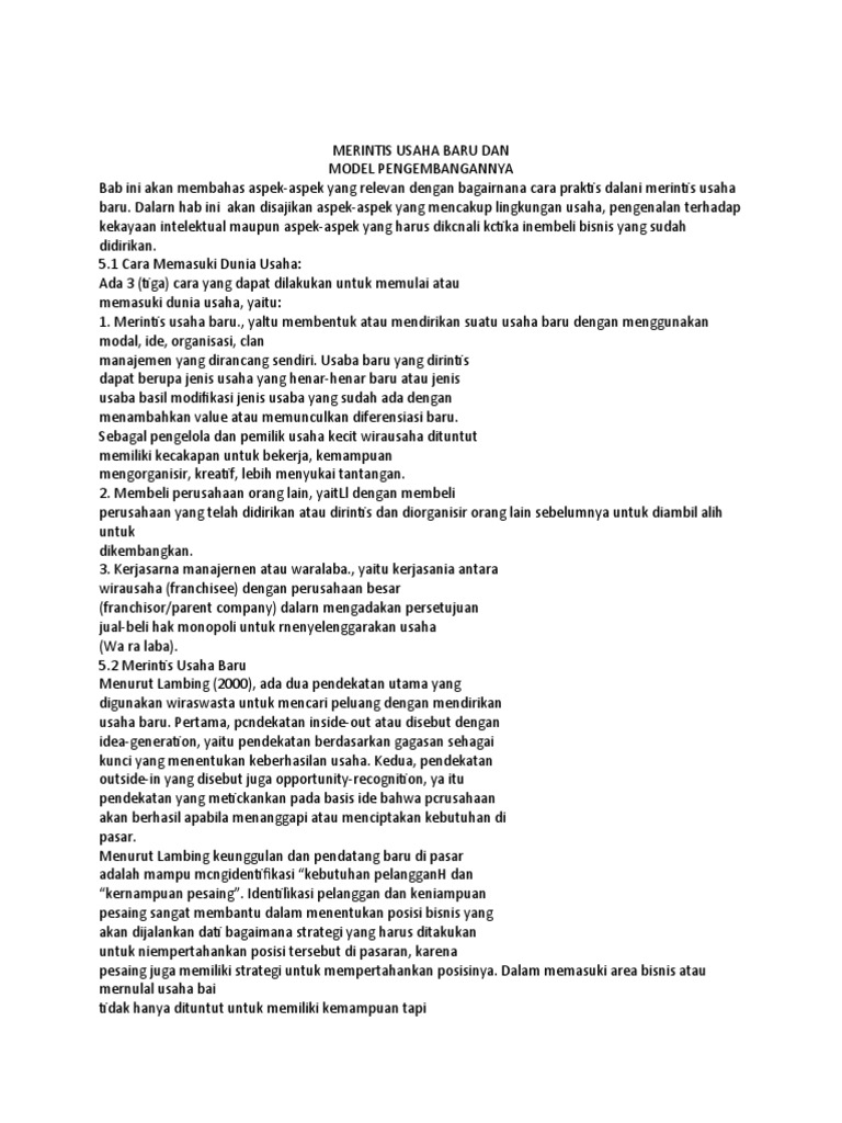Panduan Merintis Usaha Baru dan Strategi | PDF
