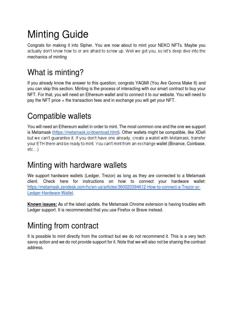 NEKO NFT Minting for Beginners | PDF | Applications Of Cryptography
