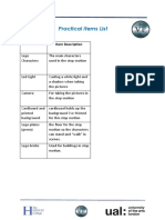 Stop Motion Practical Items List