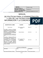 Manual de Políticas para La Administración y Uso de Las Tecnologías de La Información y La Comunicación (TIC)