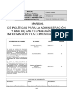 Manual de Políticas Para La Administración y Uso de Las Tecnologías de La Información y La Comunicación (TIC)