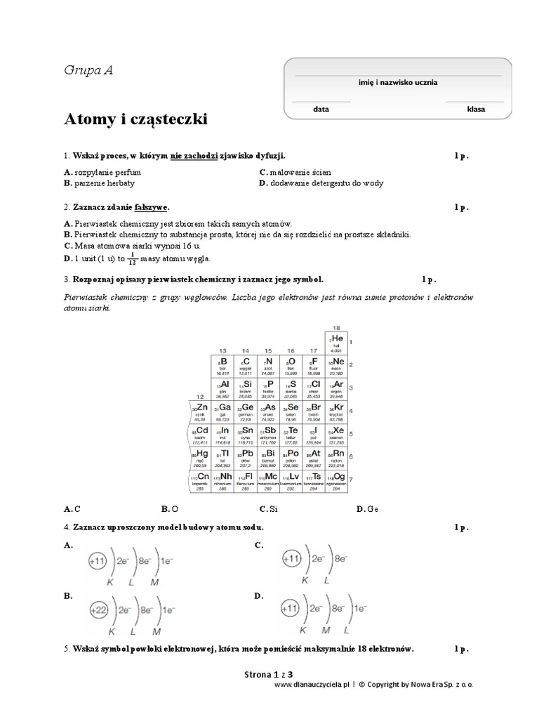 Rozpoznaj Opisany Pierwiastek I Zaznacz Jego Symbol Chemiczny
