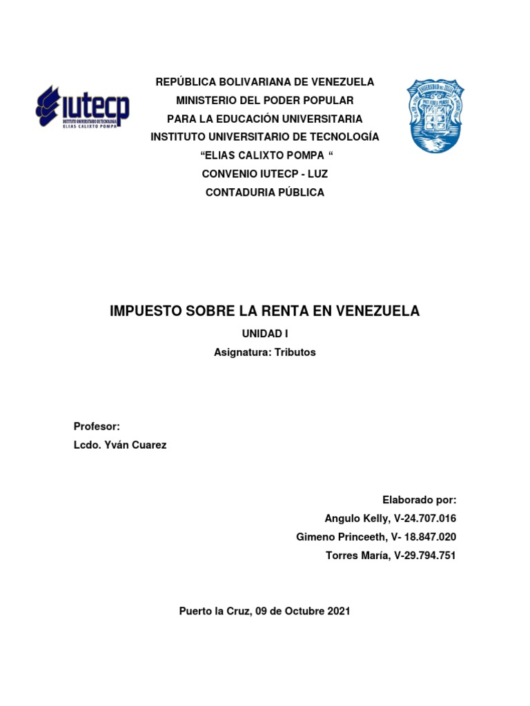 Impuesto Sobre La Renta en Venezuela | PDF | Impuestos | Impuesto sobre ...