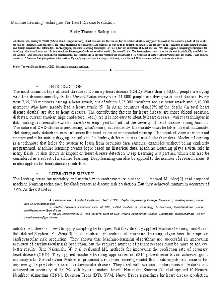 Machine Learning for Heart Disease Prediction | PDF | Coronary Artery ...