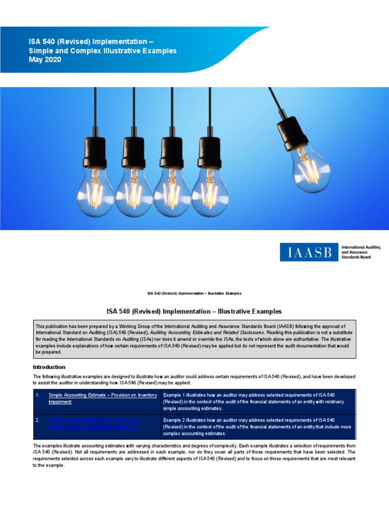 ISA 540 (Revised) Implementation - Simple and Complex Illustrative ...