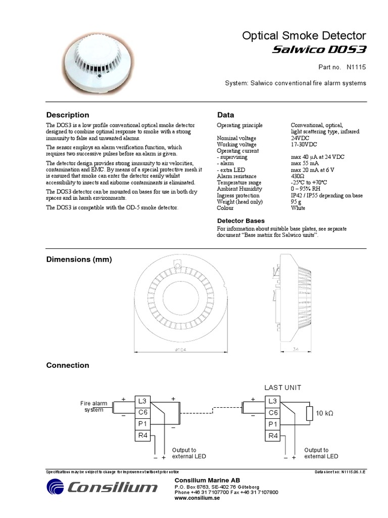 Salwico DOS3 Optical Smoke Detector Guide | PDF | Sensor | Smoke