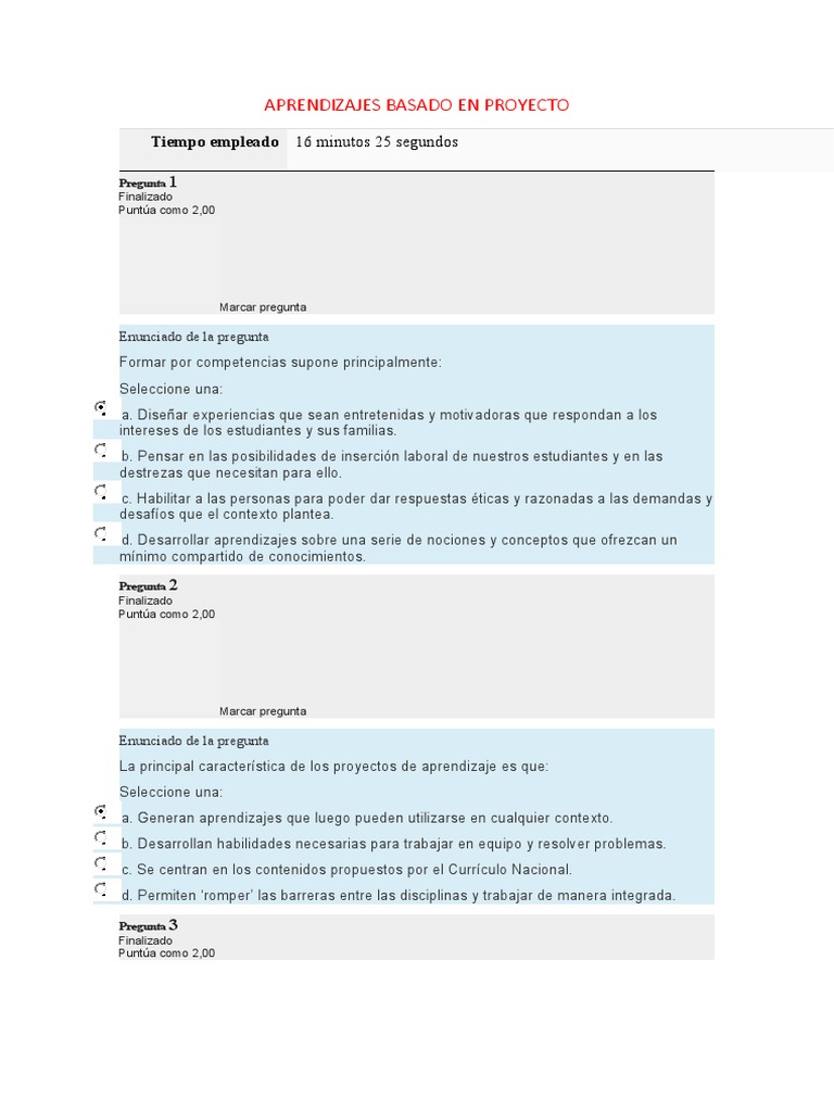 Aprendizajes basados en proyectos | PDF | Plan de estudios | Aprendizaje