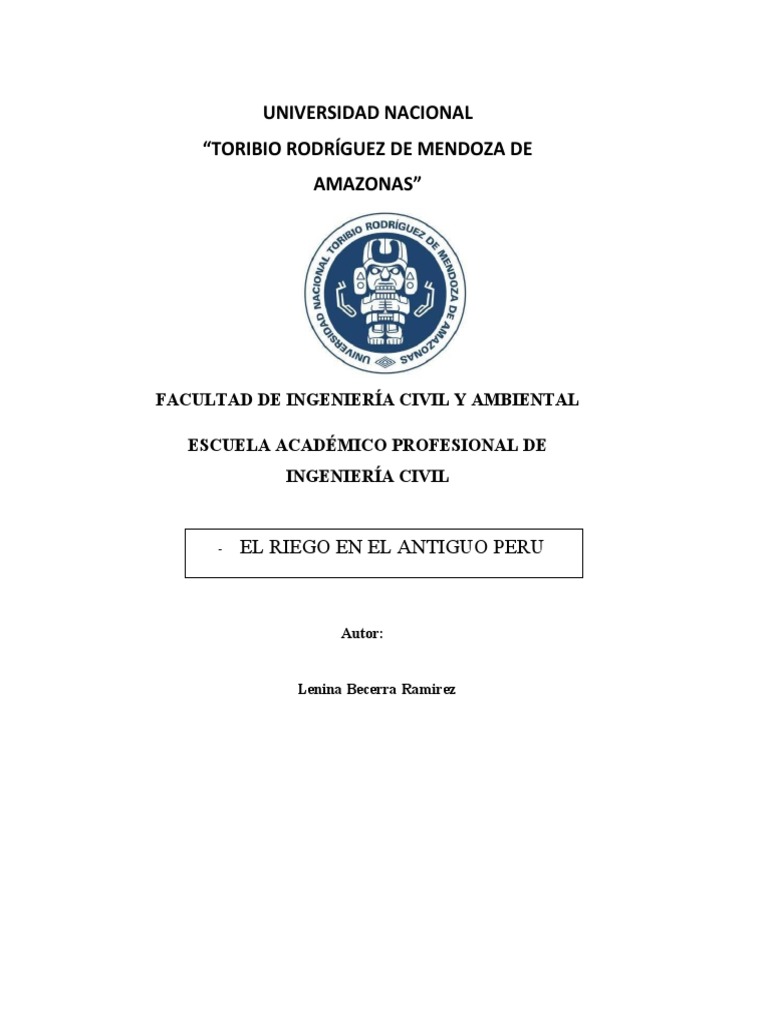 El Riego en El Antiguo Peru PDF Riego Agricultura