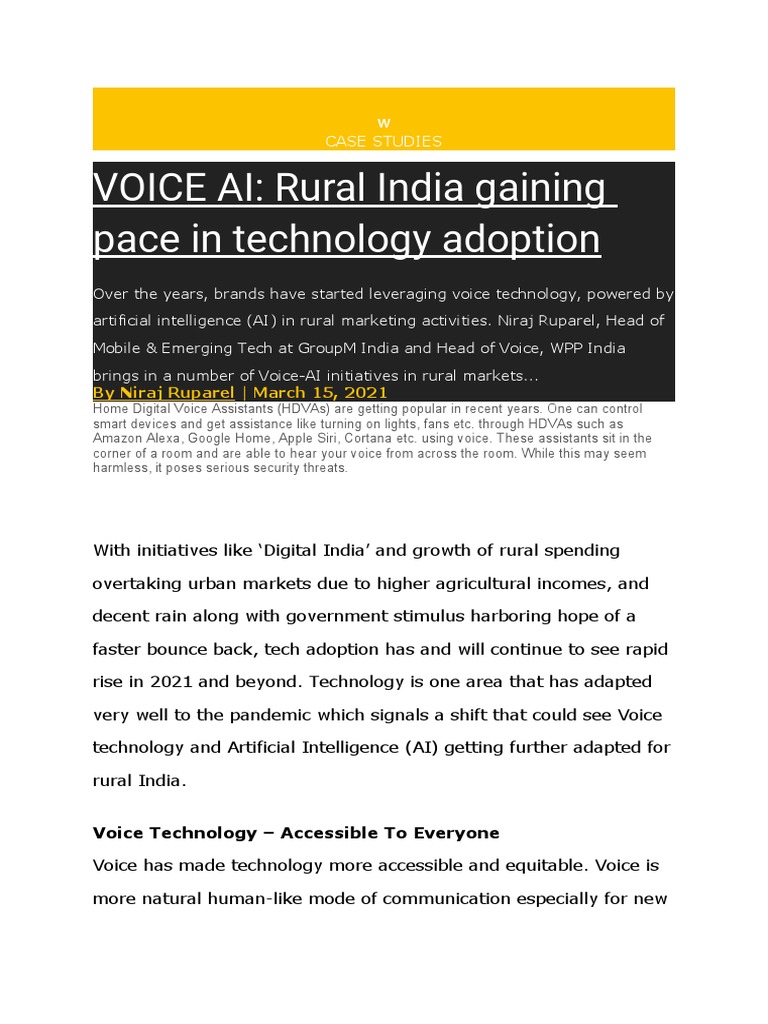 Voice AI Revolution in Rural India | PDF | Agriculture | Internet Of Things