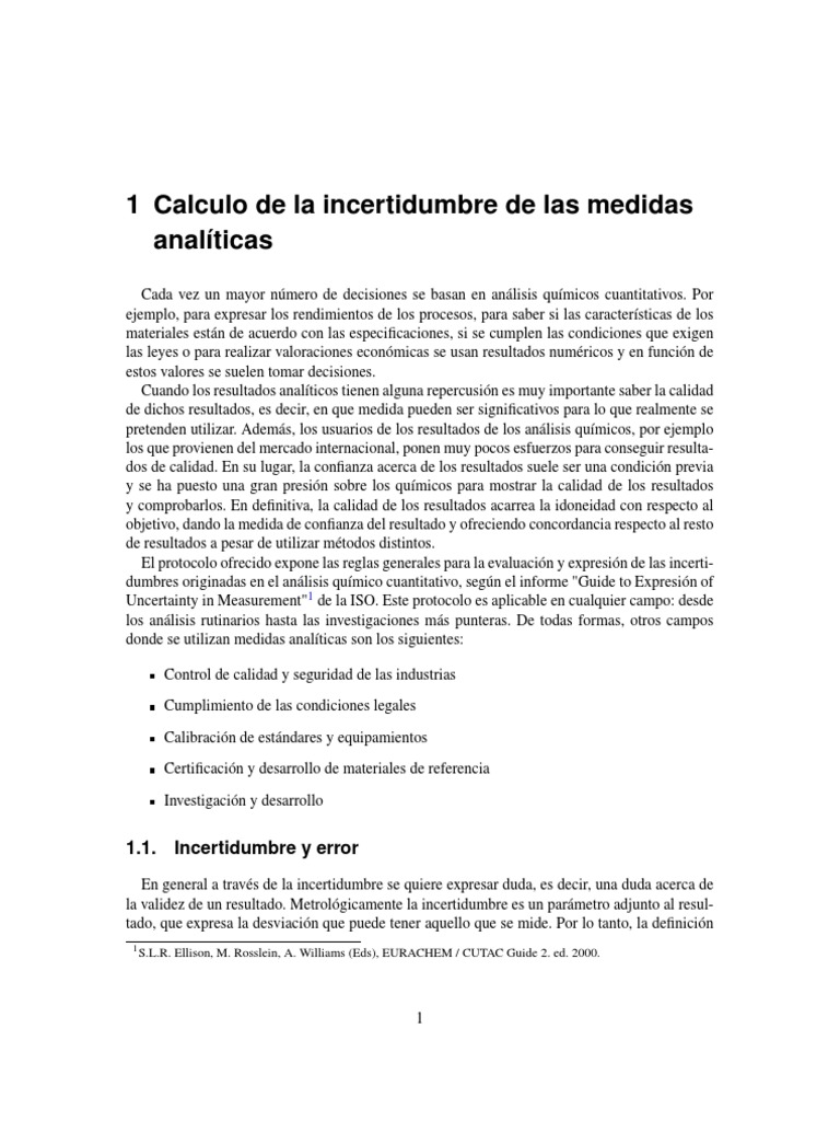 Cálculo de la Incertidumbre en Mediciones | PDF | Concentración | Toma ...