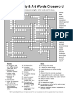Creativity & Art Words Crossword: Solve The Crossword Using The List of Words and The Clues