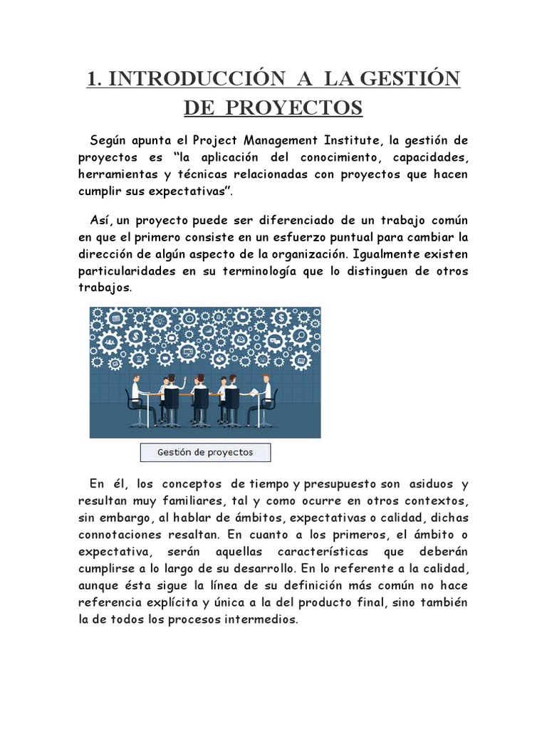 Introducción a la Gestión de Proyectos | PDF | Gestión de proyectos ...