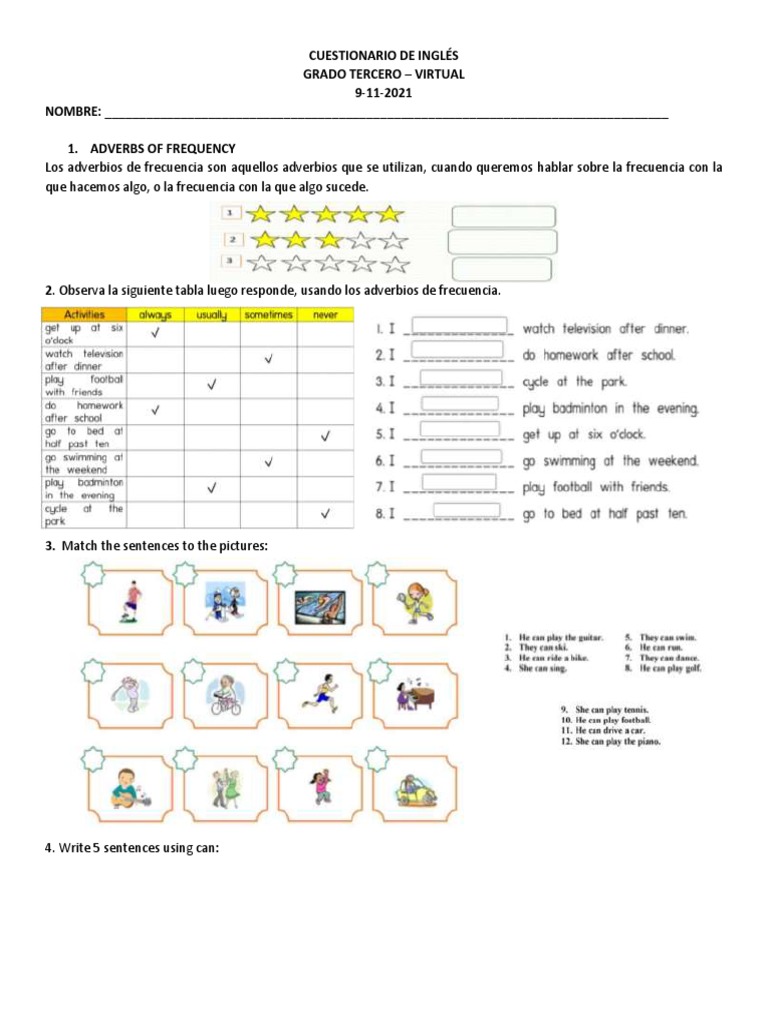 Cuestionario De Ingl s PDF