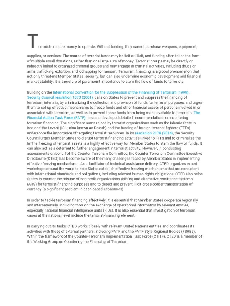 International Convention For The Suppression of The Financing of