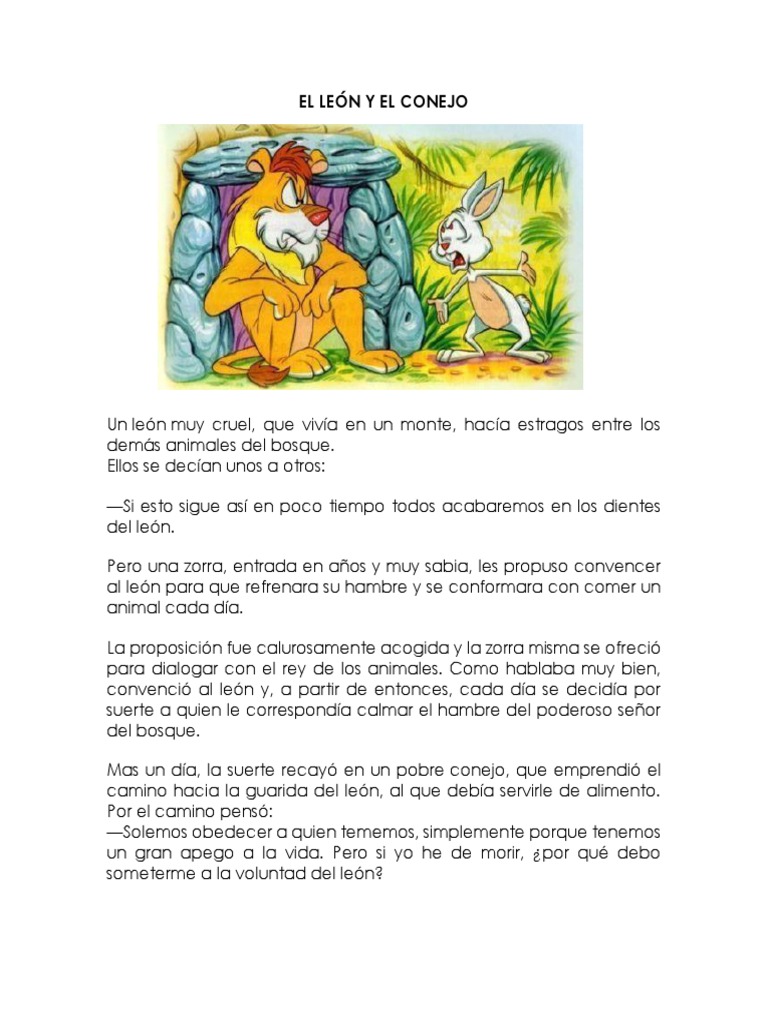 Fabula resumenEL LEÓN Y EL CONEJO PDF