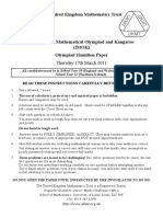 UKMT - IMOK - Hamilton - Intermediate Mathematical Olympiad and Kangaroo 2011 - Questions