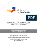 National Curriculum Specifications: English As A Foreign Language Level A2